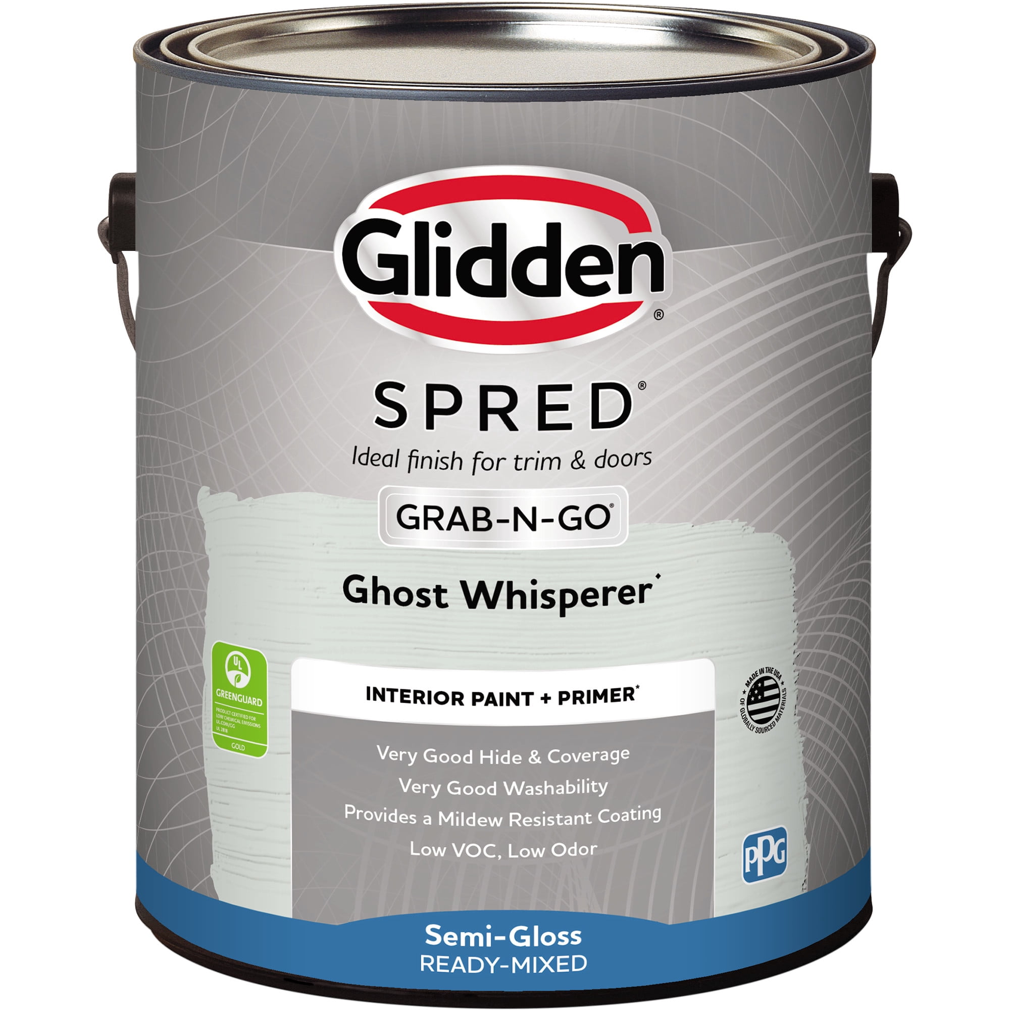 Glidden Spred Grab-N-Go Ghost Whisperer / Gray, Blue, Semi-Gloss Interior Paint with Primer, 1 Gallon