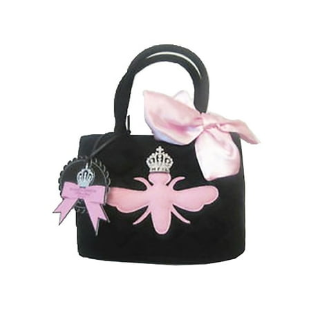 - My Flat in London Quilted Wool Handbag with Pink Crowned Queen Bee