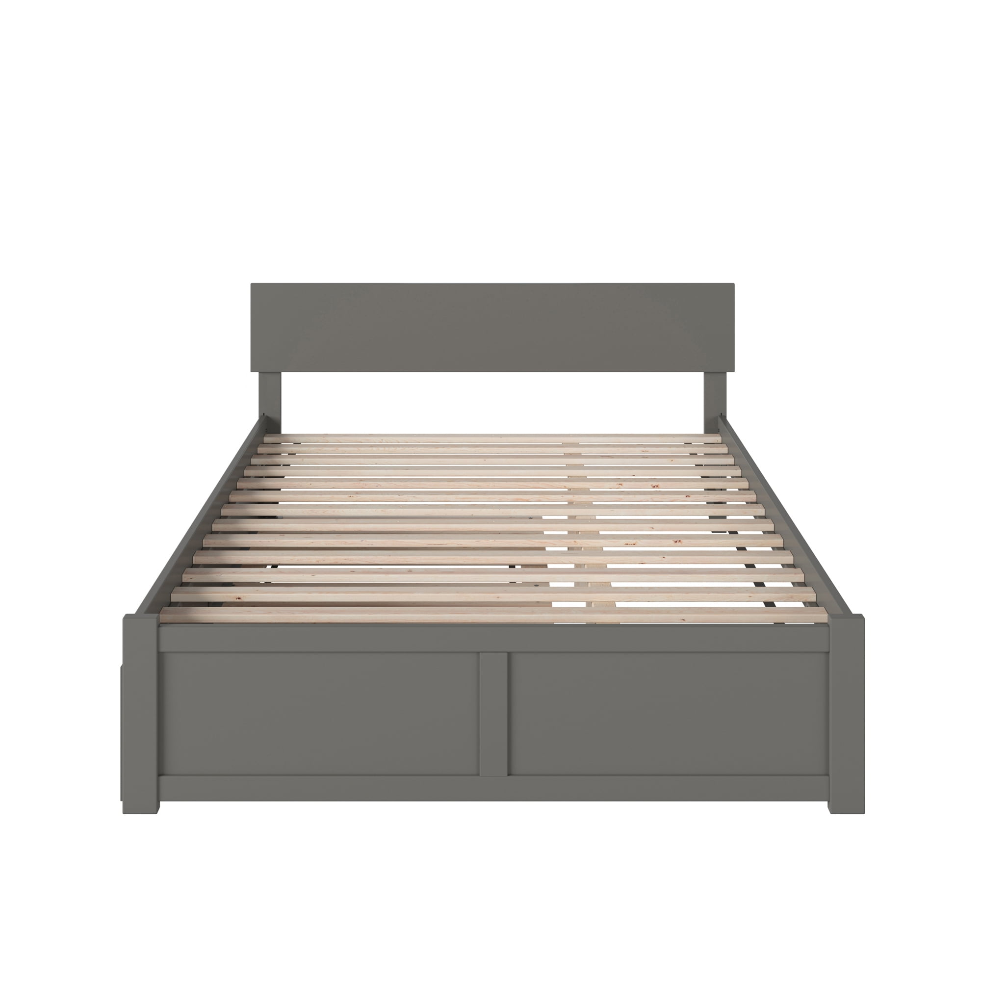 AFI Orlando Queen Wood Platform Bed with Headboard Footboard & Twin XL Trundle, Grey