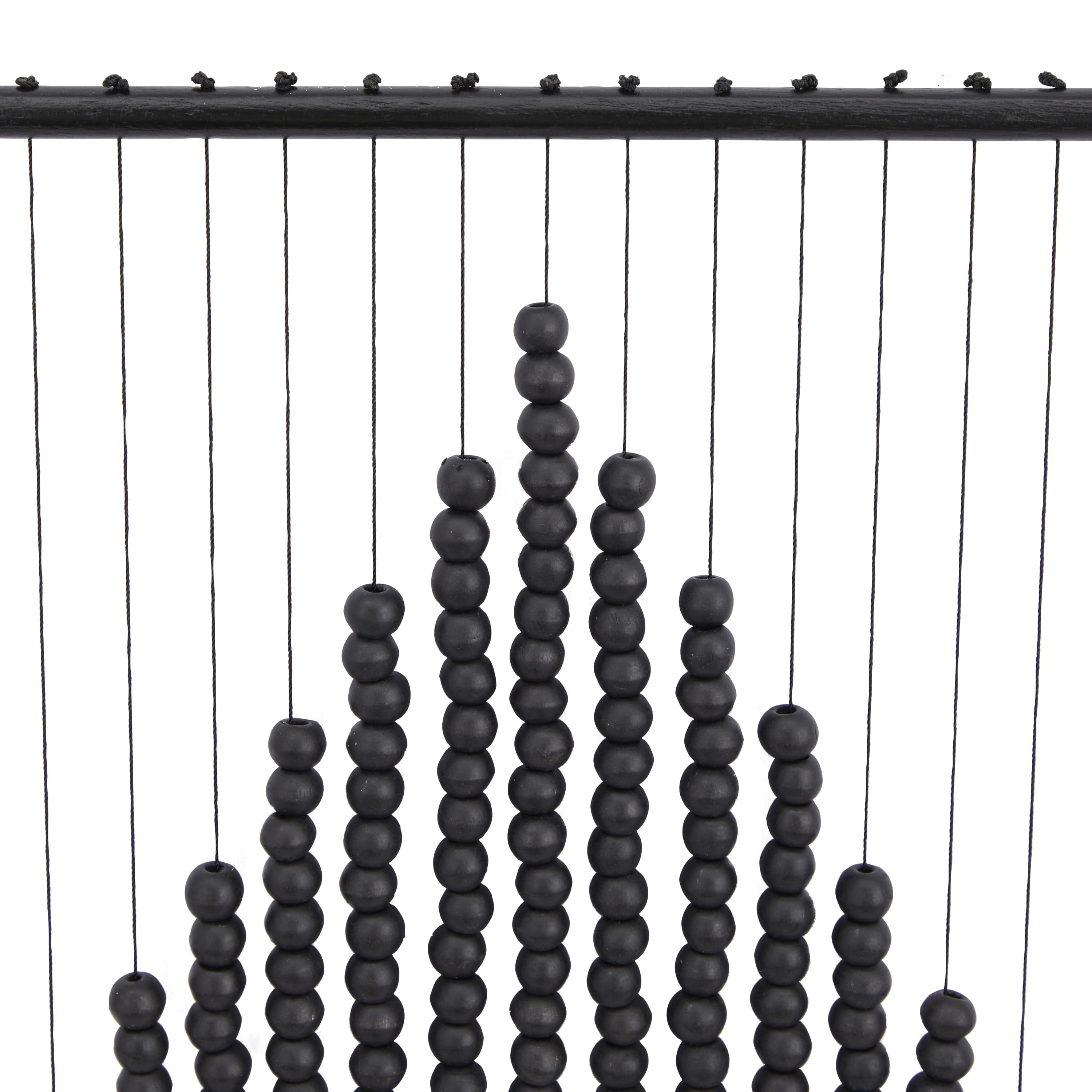 CosmoLiving by Cosmopolitan Black Wood Macrame Handmade Beaded Home Wall Decor with Fringe Tassels, 26" x 1" x 35"