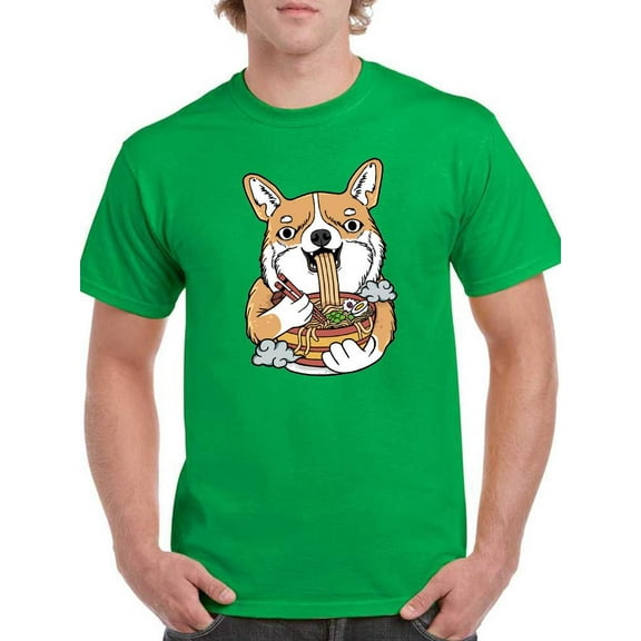 Corgi Eating Ramen T-Shirt Men -Image by Shutterstock, Male 5X-Large