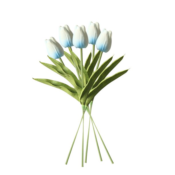Mini flor artificial oficina en casa decoración floral fiesta de boda decorativa PU flor falsa, azul cian 5 piezas seitruly ZHF0582-12B