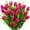 Rose Red, variant on Morttic 8 Bundles Outdoor Artificial Tulips Fake Flowers UV Resistant Faux Plastic Greenery Shrubs Plants for Home Outside Garden Porch Window Farmhouse Decor