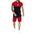 thumbnail image 2 of DPTALR Mens Summer Home Stripe Color Collision Short Sleeve Shorts Sports Thin Sets, 2 of 8