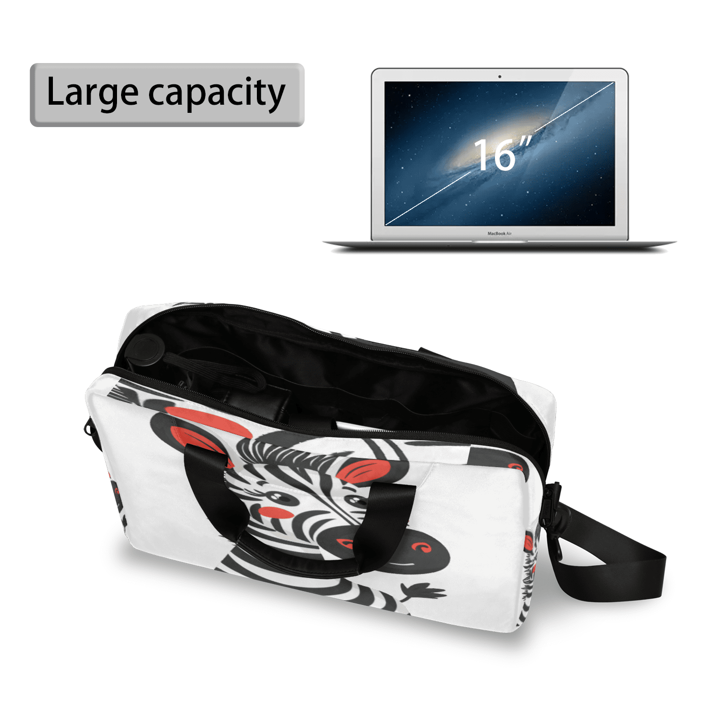 Herdesigns Cute Zebra Laptop Bag for Women Men, Computer Case Briefcase Messenger Bags, 15-15.6 inch Laptop Sleeve Shoulder Bag