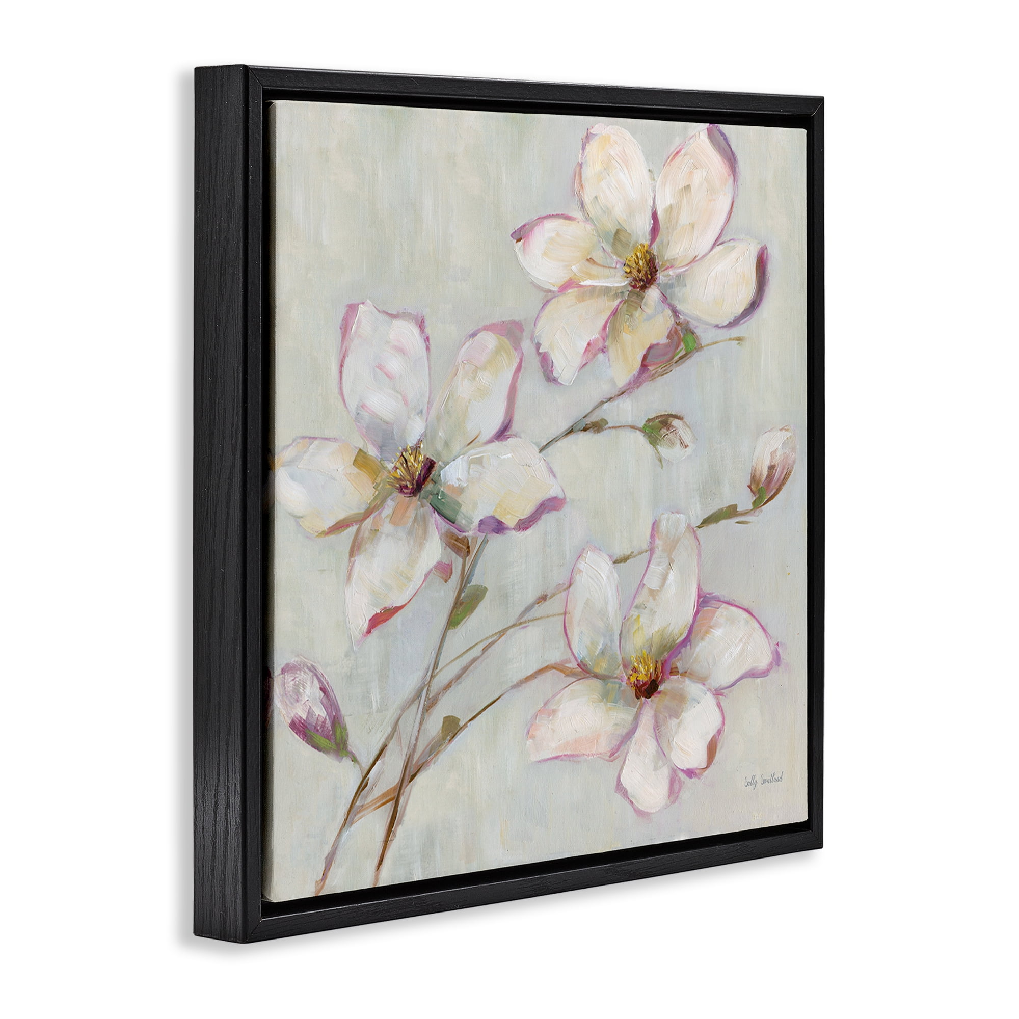 Stupell Industries Apple Blossom Botanicals Botanical & Floral Painting Black Floater Framed Art Print Wall Art, 18 x 18