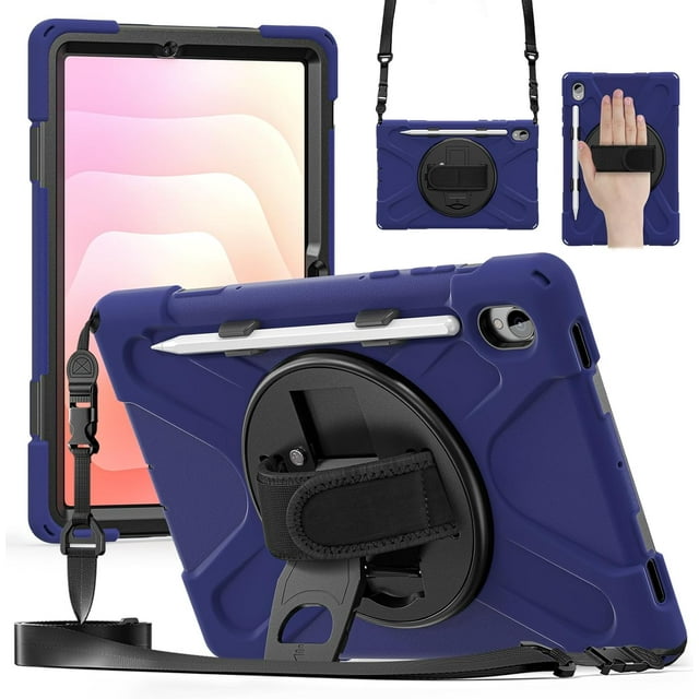 Funda para Samsung Galaxy Tab Tab S11 (11 pulgadas) 2025 SM-X730/SM-X736B, funda protectora a prueba de golpes para niños con soporte para lápices, correa de mano giratoria 360 y soporte, correa de