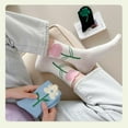 thumbnail image 6 of Cute Floral Cotton Socks for Women and Girls, Vintage Patterned Crew Novelty Fun Fashion Tulip Casual Socks, 6 of 7
