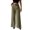 Army Green, variant on Women's High Waisted Wide-Leg Business Trousers - Straight-Leg Office Pants with Belt, Army Green Size L