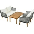 thumbnail image 4 of Wood Patio Conversation - 4 With Comfortable Seating & Cushions Outdoor Furniture Legs Fabric, 4 of 7