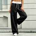 thumbnail image 3 of Guluxicc Women's Sweat Pants with Pockets Elastic Waist Drawstring Long Wide Leg Trousers for Everyday Fall Winter, 3 of 6