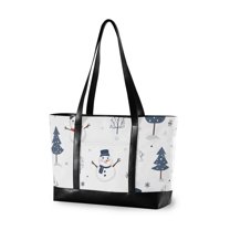 FORMRS Laptop Tote Bag for Women with 15.6" Computer Compartments Handbag, Blue Cartoon Snowmen