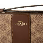 Coach Women's Small Corner Zip Wristlet in Signature Canvas (Tan / Brown)