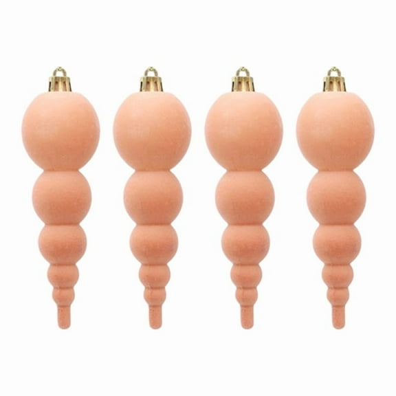 Pack Of 4 Flocked Velvet Christmas Hanging Ornaments Elegant Xmas Tree Decorations For Home Holiday