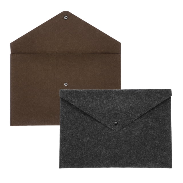 2 Piezas de Carpetas de Fieltro, Carpeta de Sobre A4 Bolsa de Almacenamiento de Documentos con Cierre de Botón (Marrón Oscuro/Gris)