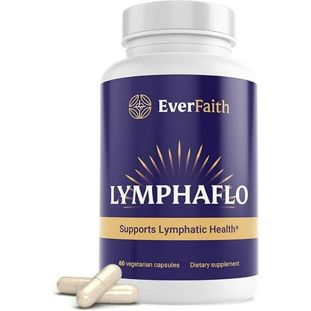 EVERFAITH LymphaFlo - Lymphatic Drainage Supplement - Lymph System Support - with Bromelain, Echinacea, Dandelion, Burdock Root, Lemon Powder & More - Vegetarian, Gluten Free, Non-GMO - 60 Capsules