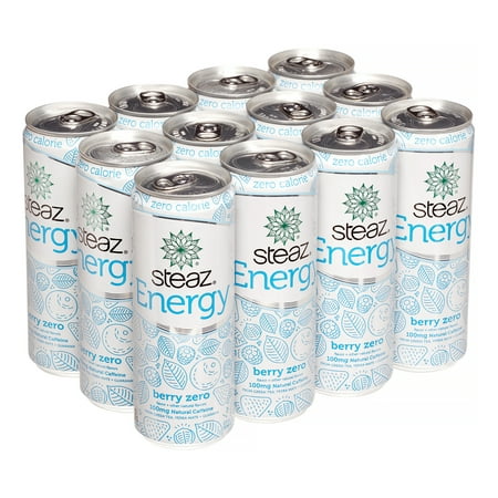 (12 Cans)Steaz Berry Zero Calorie Energy Drink, 12