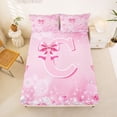 thumbnail image 5 of Erosebridal Pink Girly Bow Queen Sheet Sets For Kids,3D Letter C Personalized Initial Bed Set 4-Piece, 5 of 6