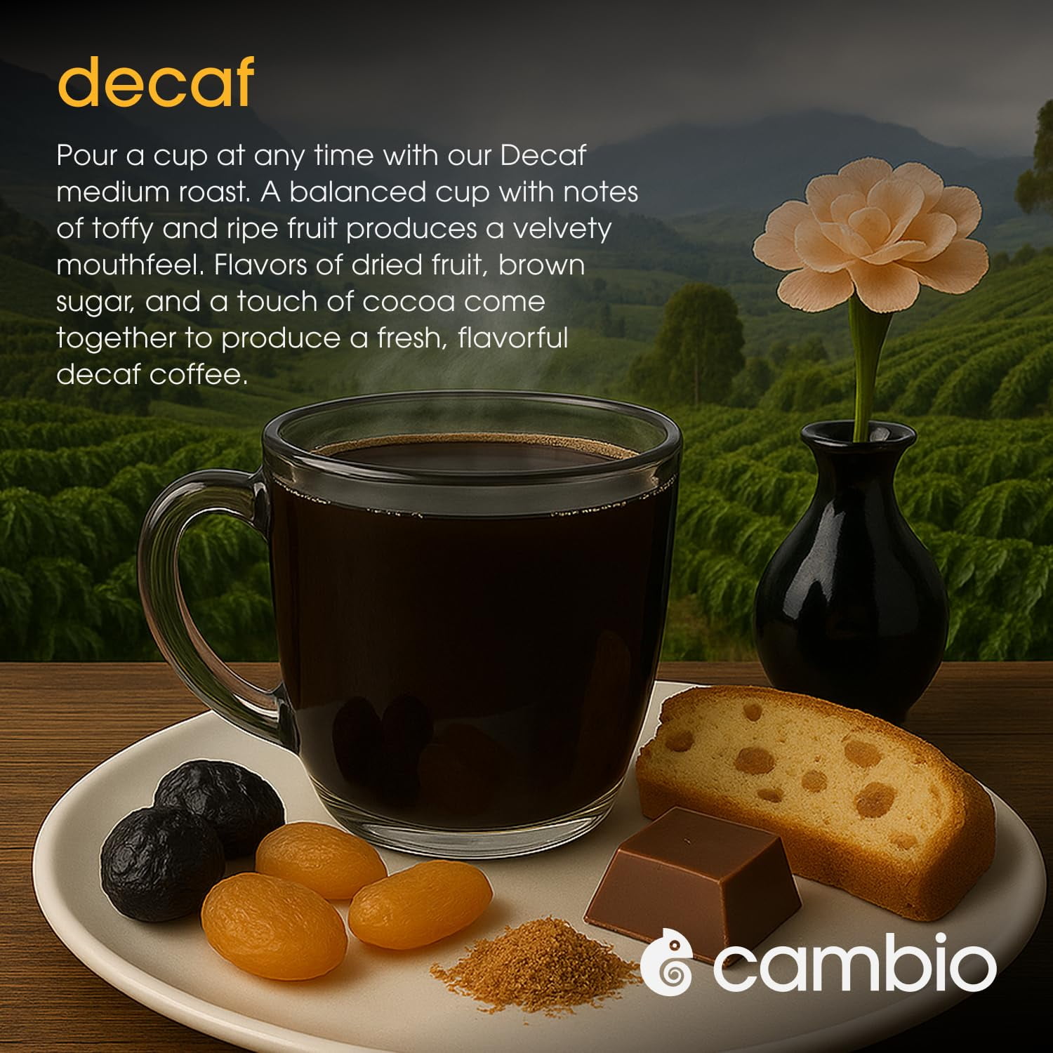 Cambio Roasters Organic Coffee Pods - Decaf Medium Roast, The Only Organic Recyclable Aluminum Coffee Pods, Small Batch Roasted, Keurig® Compatible, for Any Time of Day, Longer Lasting Freshness, 60