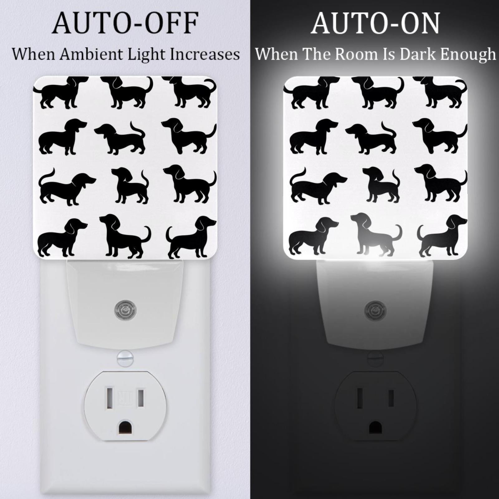 PhooArto Dachshund Dogs Pattern Plug in LED Night Light Auto Sensor Dusk to Dawn Decorative Night for Bedroom, Bathroom, Kitchen, Hallway, Stairs, Baby's Room, Energy Saving