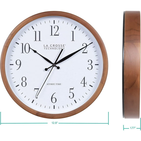 12.8"  Wood Wall Clock with Walnut Frame, Accurate to the Second