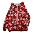 thumbnail image 5 of Women's Christmas Snowflake Print Zip-Up Hoodie Festive Holiday Winter Warm Fleece Jacket with Pockets, 5 of 5