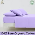 thumbnail image 2 of PRATYUX King 4-PC Organic Cotton Bed Sheet Set 700-Thread Count 100% Long Staple Cotton, 30 inch Deep Pockets [1 Flat, 1 Fitted Sheet, 2 Pillowcases] - Lilac, 2 of 7