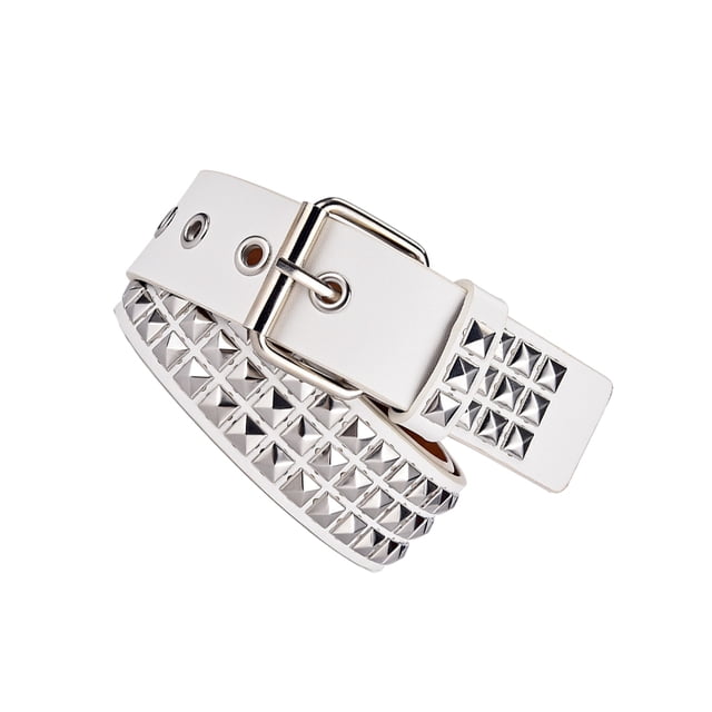 Youkk Ceinture en Métal Rivetée pour Femmes Premium Polyvalente Cadeau Unique Diverses Tailles Ceinture en Métal Punk à Rivets pour Hommes et Femmes Ceinture Cloutée Blanche 110cm 1Ensemble