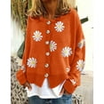 thumbnail image 2 of REDHOTYPE New Ladies Printed Sweater Small Autumn Chrysanthemum Embroidered Knit Long Sleeve Button Cardigan Jacket, 2 of 4