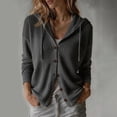 thumbnail image 4 of thefmos Women's Fall Winter Knitted Cardigan Long Sleeve Button Down Hooded Drawstring Casual Coat Loose Fit Trendy Outerwear, Gray 2XL, 4 of 6