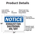 thumbnail image 2 of (2 Pack) Exhaust Fan Shutdown On Off OSHA Notice Sign 24 Inch X 18 Inch Indoor / Outdoor Rust-Free Aluminum Metal Signs for Workplace, Workshop, and Construction Site, Made in the USA, 2 of 8