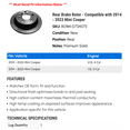 thumbnail image 2 of Rear Brake Rotor - Compatible with 2014 - 2023 Mini Cooper 2015 2016 2017 2018 2019 2020 2021 2022, 2 of 2