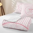 thumbnail image 4 of Manfei Girls Cute Bow Stripes Letter I Monogrammed Twin Quilt Set,Teens Romantic Flowers Bow Tie Twin Coverlet Set, 4 of 7