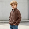 thumbnail image 7 of XEGLSBU Boys Zip Sweatshirt with Classic Knit Solid Color Jacket without Hood Comfort Soft Daily Wear Autumn Winter Coffee Size 5-6 Years, 7 of 7