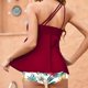thumbnail image 4 of Gibobby Conjunto de Bikini Traje de baño de falda dividida de ángulo conservador con cabestrillo de un hombro sexy multicolor para mujer(Vino,CH), 4 of 5