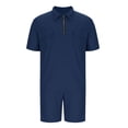 thumbnail image 6 of Zenithor Men's 2 Piece Men's 2 Piece Summer Outfit Soft Quarter Zip Pullover Shirt and Shorts Set Casual Vacation Beach Tracksuit M-3XL, Navy, 6 of 7
