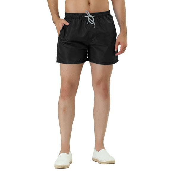 NOMADIC NOOK Men's Solid Color Summer Drawstring Waist Beach Swim Trunks 2 Pack