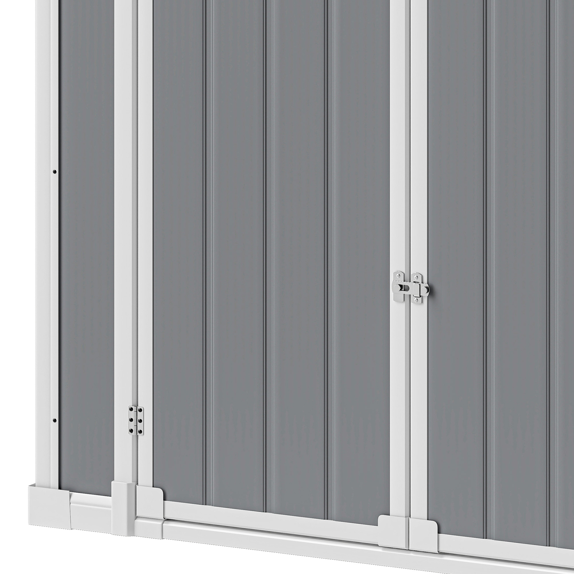 Uforic Storage Shed with Front & Lift-Up Doors, Double-Layer Resin, Lockable Latch for Outdoor, Gray