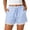 Blue, variant on Women's Striped Lace Trim Shorts,Drawstring Waist Casual Summer Shorts with Pockets
