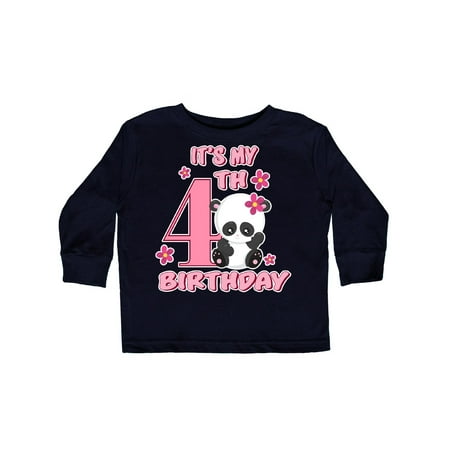 

Inktastic It s My Fourth Birthday with Panda Bear Gift Toddler Toddler Girl Long Sleeve T-Shirt