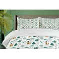 thumbnail image 4 of Ambesonne Cartoon Duvet Cover Sets, Funny Fox in the Forest, 2-Queen, Teal Apricot and White, 4 of 7