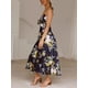 thumbnail image 5 of Vestido midi satinado floral con lazo delantero y espalda descubierta Fashionme, 5 of 6