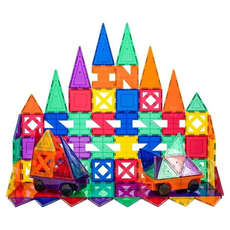 UPC: 0817338020026 | PicassoTiles 82 Pieces Magnet Building Tiles with 2 Car Bases Kit Toy for Kids PT82