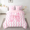 thumbnail image 3 of Homewish Cartoon Monogrammed H Twin Bedding Sets 7-Piece, Fashion Pink Watercolor Bedding Comforter Set, Teens Kids Girls Women Reversible Sheet Sets, Lightweight Room Decor, 3 of 8
