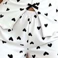 thumbnail image 5 of Liweisiy Women's Heart Print 2 Piece Pajama Sets Lapel Split Front Tops Elastic Waist Bow Shorts Graphic Trendy Sleepwear Black L, 5 of 6
