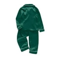 thumbnail image 3 of Family Matching Pajamas Set Silk Satin Button Down Sleepwear Long Sleeve Nightwear 2 Pcs Set Baby 6 Months, 3 of 5
