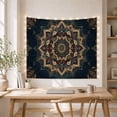 thumbnail image 5 of Vintage Lotus Mandala on Dark Teal Field, Serene Boho for Meditation Enthusiasts, Botanical Wall Art, Housewarming Gift, Tapestry Wall Hanging for Bedroom and Living Room, 5 of 7