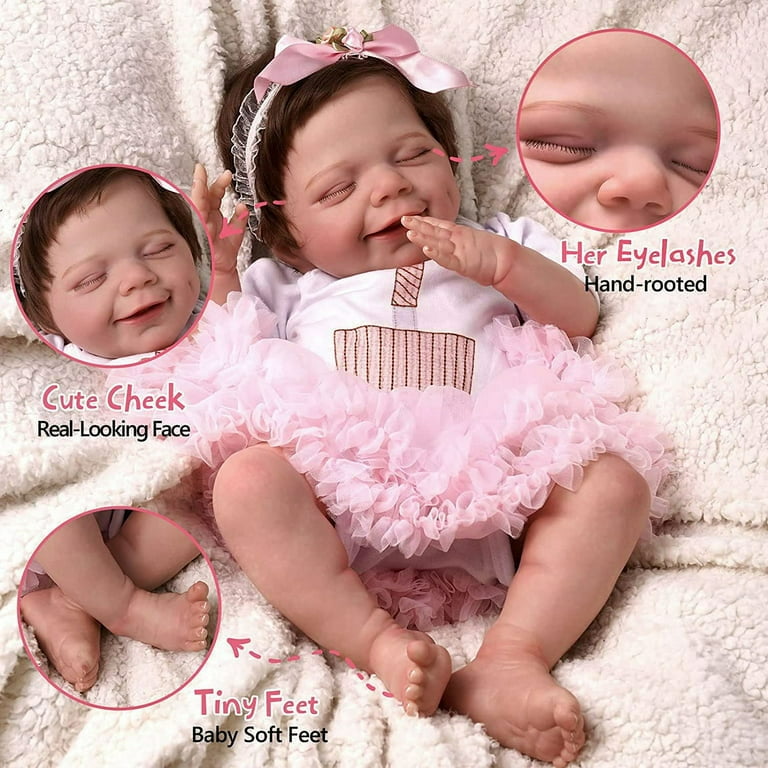 JIZHI Lifelike Reborn Baby Dolls - 20Inch-Real Baby Feeling  Realistic-Newborn Baby Dolls Adorable Smiling Real Life Baby Dolls with  Gift Box for Kids