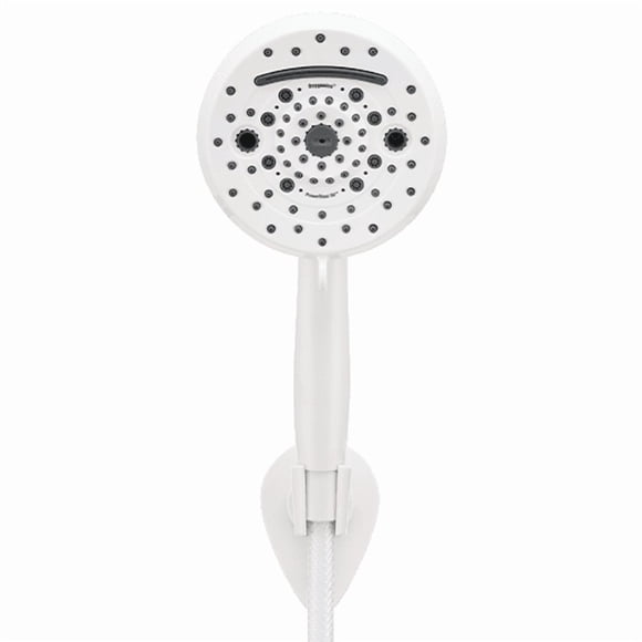 Oxygenics ETL Pomme de Douche 51799 PowerBlast VR; à Main avec Tuyau de 72 Pouces; avec Réglage de Pulvérisation à 10 Fonctions; Sans Valve d'Arrêt; Diamètre Extérieur de 5 Pouces; Longueur de 9-3/4 Pouces; Blanc