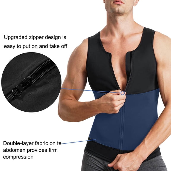 Men'S Solid Color Sauna Suit, Tight Fitting Corset, Abdominal Zipper Vest, Sports Corset, Vest